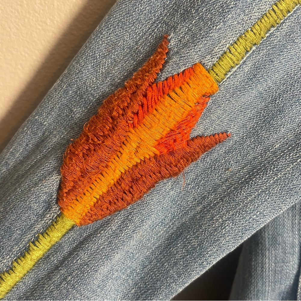 Anthropologie Pilcro & the letterpress embroidered Jean denim jacket floral sun - Picture 6 of 12